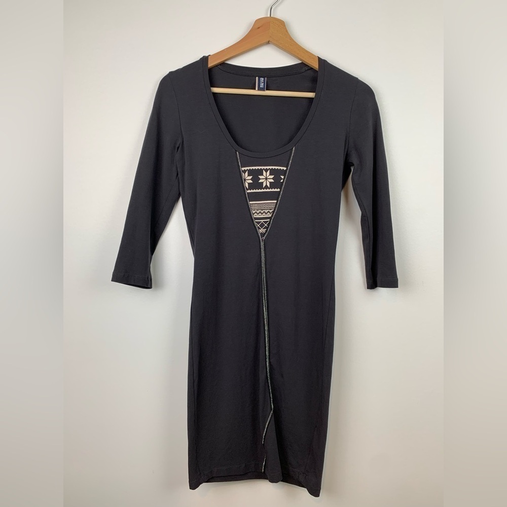 Jean’s Paul Gaultier Dress Gray 3/4 Sleeves Size XS Cotton Blend Pencil Sexy